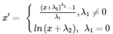 displays the methematical formula used to do the Box-Cox transformation