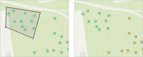 Split a multipoint feature using a polygon